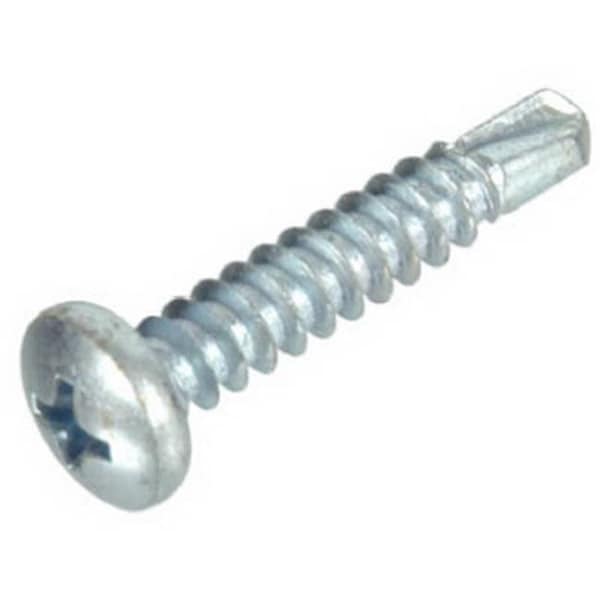 Self-Drilling Screw, #8-18 x 1 in, Zinc Plated Steel Pan Head Phillips Drive